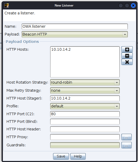 De Beacon HTTP listener in Cobalt Strike